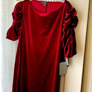 Velvet slip dress with ruched shoulders